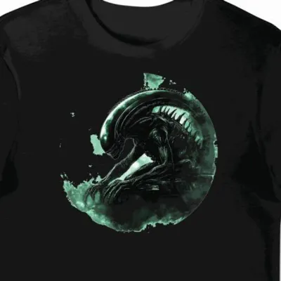 Koszulka męska czarna z motywem xenomorfa