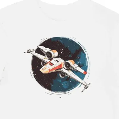 Koszulka męska biała z nadrukiem X-wing