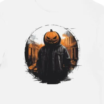 Koszulka męska biała z motywem dyni halloweenowej