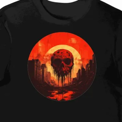 Koszulka męska czarna z nadrukiem zombie i humoru filmowego