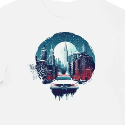 Koszulka męska biała z grafiką Ghostbusters w akcji