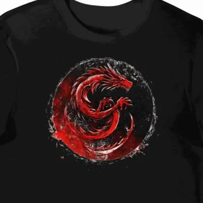 Koszulka męska czarna z nadrukiem herbu Targaryen