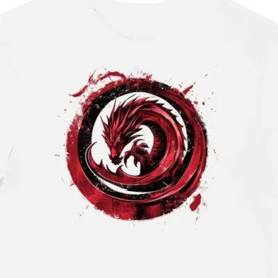 Koszulka męska biała z motywem smoka Targaryena