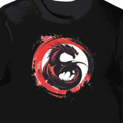 Koszulka męska czarna z motywem smoka Targaryen