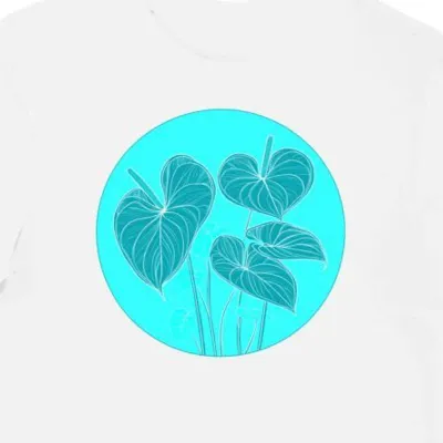 Koszulka męska biała z motywem tropikalnym Anthurium