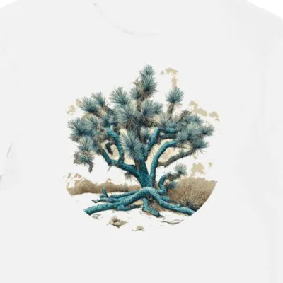 Koszulka męska biała z nadrukiem juki Joshua Tree