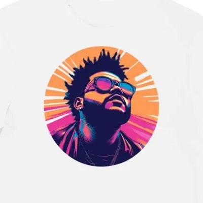 Koszulka męska biała z motywem muzyki The Weeknd