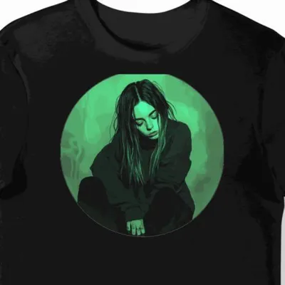 Koszulka męska czarna z motywem artystki Billie Eilish