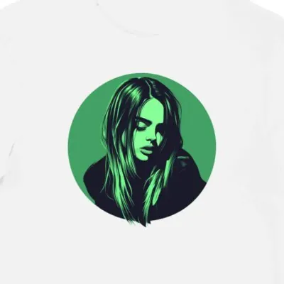 Koszulka męska biała z motywem muzyki Billie Eilish