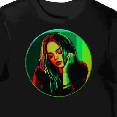 Koszulka męska czarna z motywem Billie Eilish