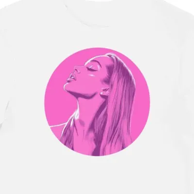 Koszulka męska biała z nadrukiem inspirowanym artystką Ariana Grande