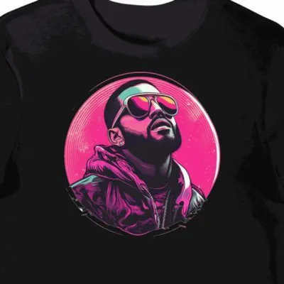 Koszulka męska czarna z nadrukiem muzycznego artysty Drake'a