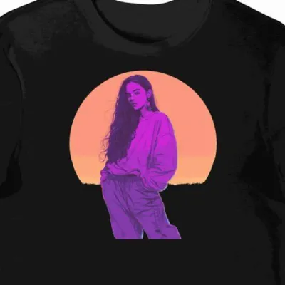 Koszulka męska czarna z motywem popowo-artystycznym Olivia Rodrigo