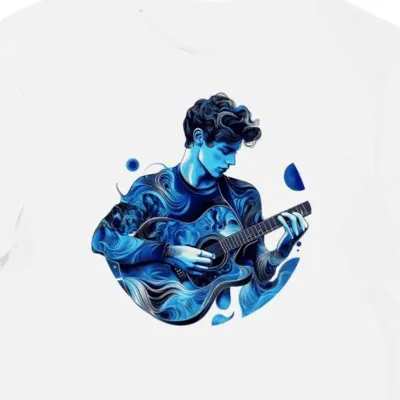 Koszulka męska biała z nadrukiem muzycznym Shawn Mendes