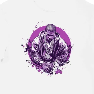 Koszulka męska biała z motywem hip-hopowym Kanye West