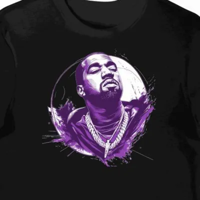 Koszulka męska czarna z motywem Kanye West hip-hop