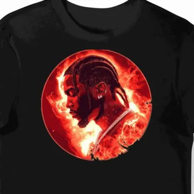 Koszulka męska czarna z nadrukiem hip-hopowym Travis Scott