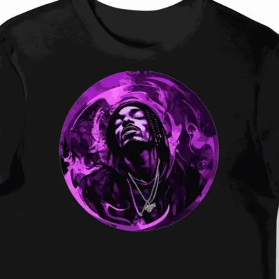 Koszulka męska czarna z grafiką Snoop Dogga