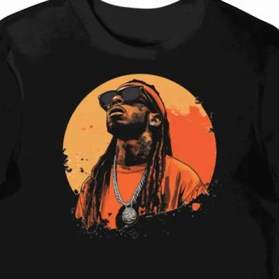 Koszulka męska czarna z nadrukiem Lil Wayne i trap