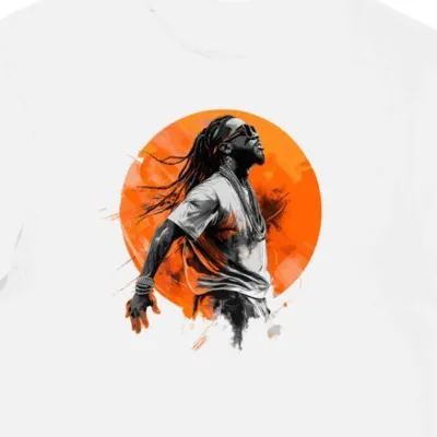 Koszulka męska biała z nadrukiem hip-hopowym artysty Lil Wayne