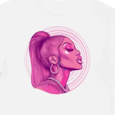 Koszulka męska biała z nadrukiem artystki Nicki Minaj