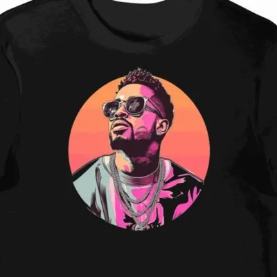 Koszulka męska czarna z grafiką hip-hopu i Big Sean