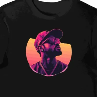 Koszulka męska czarna z motywem hip hop Big Sean