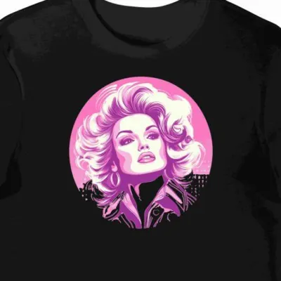 Koszulka męska czarna z nadrukiem Dolly Parton
