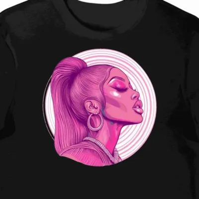 Koszulka męska czarna z motywem hip-hopowej artystki Nicki Minaj