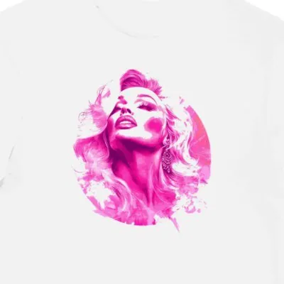Koszulka męska biała z nadrukiem artystki Dolly Parton