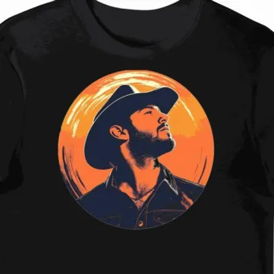 Koszulka męska czarna z motywem muzycznym Luke Bryan