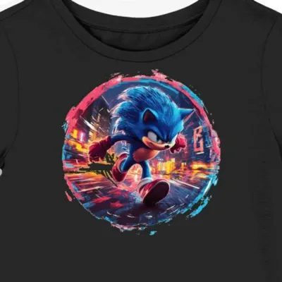 Koszulka damska czarna z motywem Sonic the Hedgehog