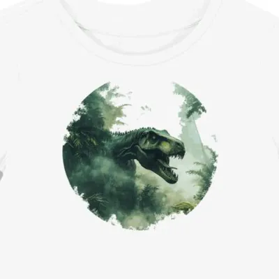 Koszulka damska biała z motywem futurystycznych łusek dinozaura