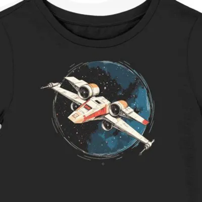 Koszulka damska czarna z nadrukiem myśliwców X-Wing