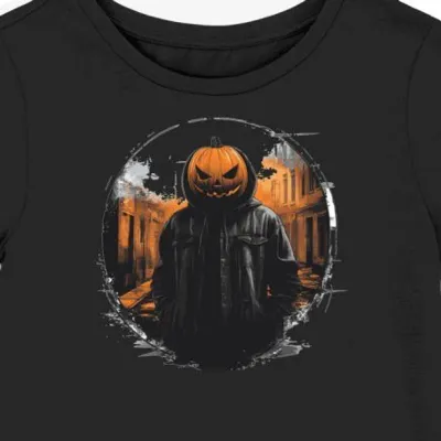Koszulka damska czarna z nadrukiem dyni horror