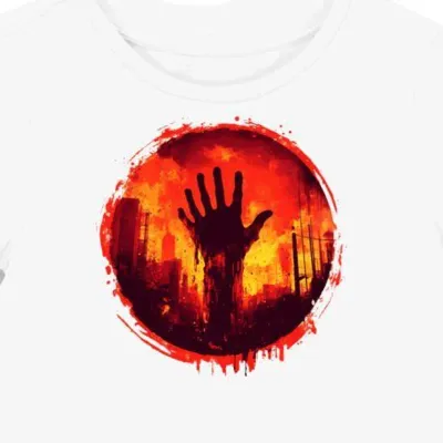 Koszulka damska biała z nadrukiem zombie i komedii