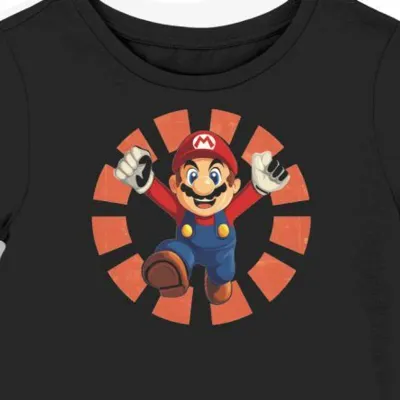 Koszulka damska czarna z motywem Super Mario