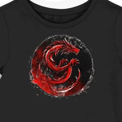 Koszulka damska czarna z nadrukiem smoka Targaryenów