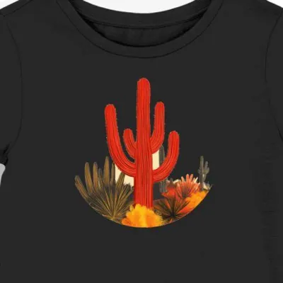 Koszulka damska czarna z nadrukiem czerwonego kaktusa saguaro