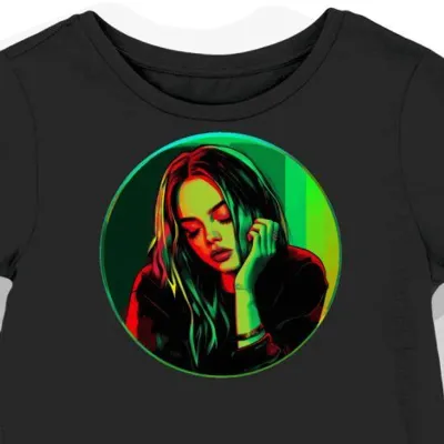 Koszulka damska czarna z motywem artysty Billie Eilish