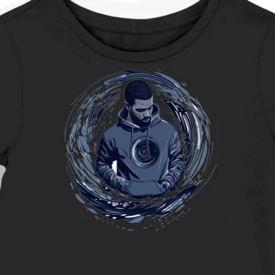 Koszulka damska czarna z motywem hiphopowym artysty Drake