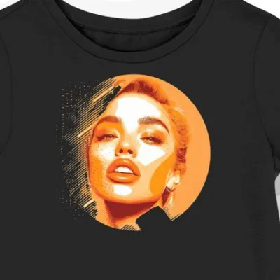 Koszulka damska czarna z nadrukiem artystki Miley Cyrus