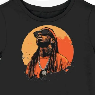 Koszulka damska czarna z motywem Lil Wayne i muzyki