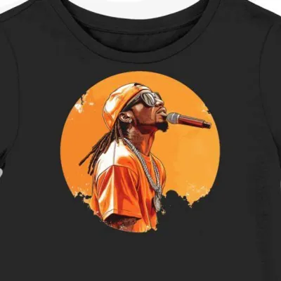 Koszulka damska czarna z grafiką hip-hopową Lil Wayne