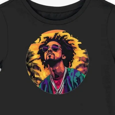 Koszulka damska czarna z motywem J Cole hip hop