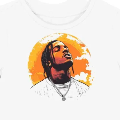Koszulka damska biała z motywem hip hop A$AP Rocky