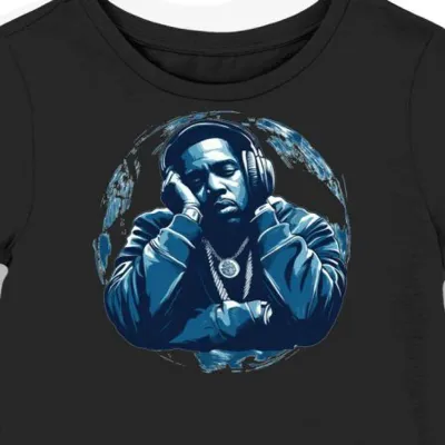 Koszulka damska czarna z motywem hip-hopowym JayZ