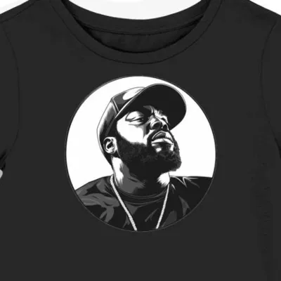 Koszulka damska czarna z motywem rapera Ice Cube