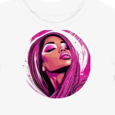 Koszulka damska biała z nadrukiem hip-hopowym Nikci Minaj