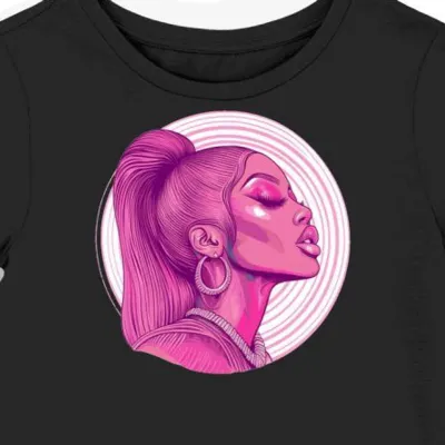 Koszulka damska czarna z nadrukiem hip-hopowym Nicki Minaj